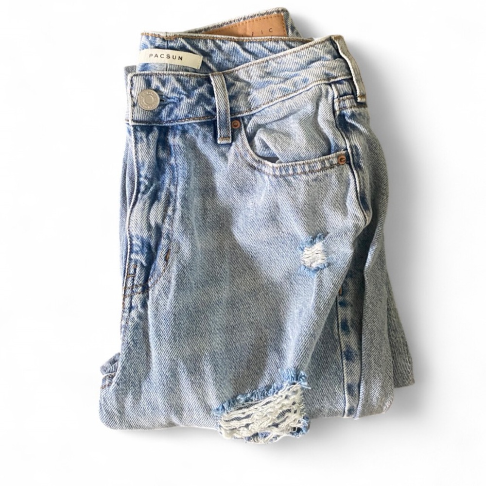 Pacific Sunwear Blue Boyfriend Jeans Distressed
